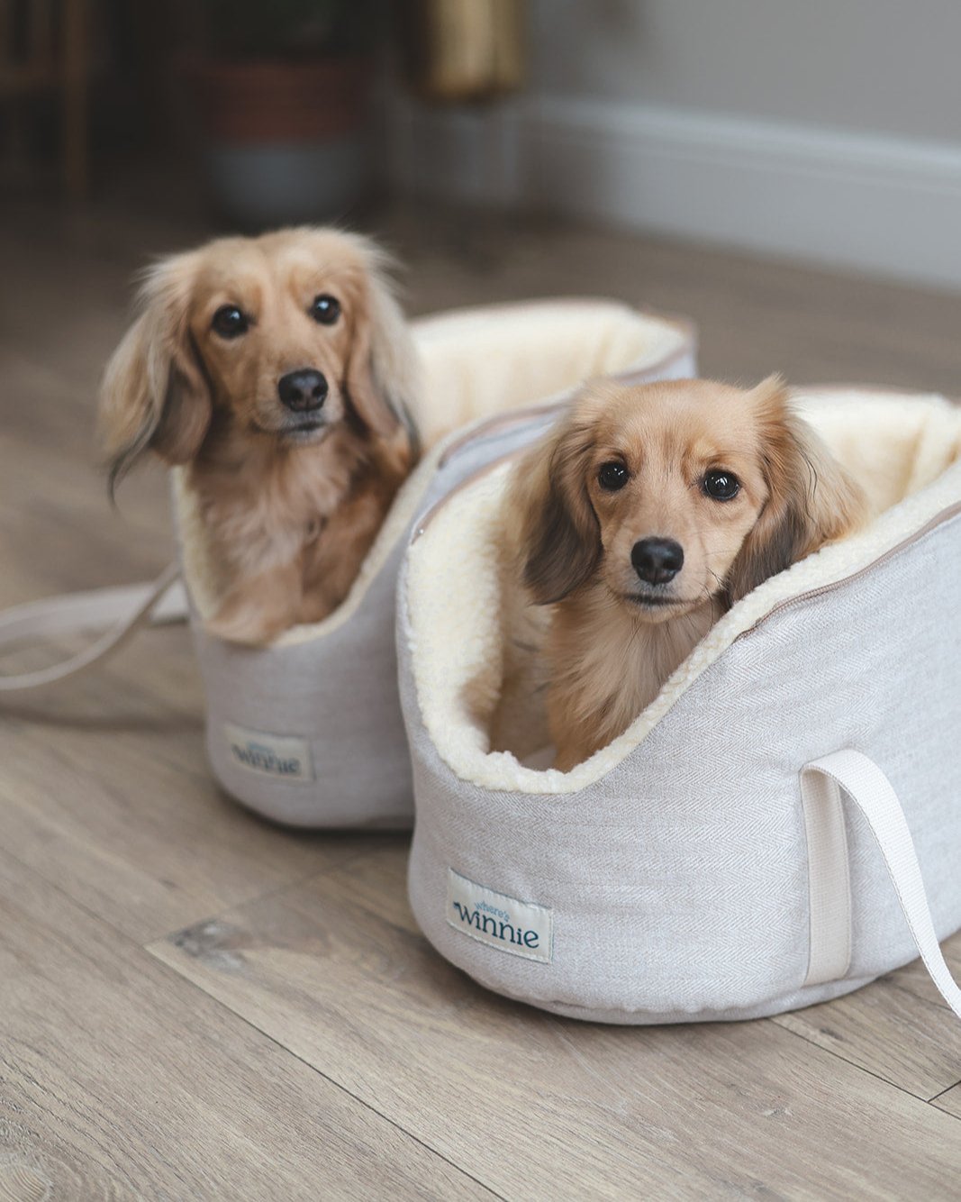 Dog Carrier - Cream Herringbone