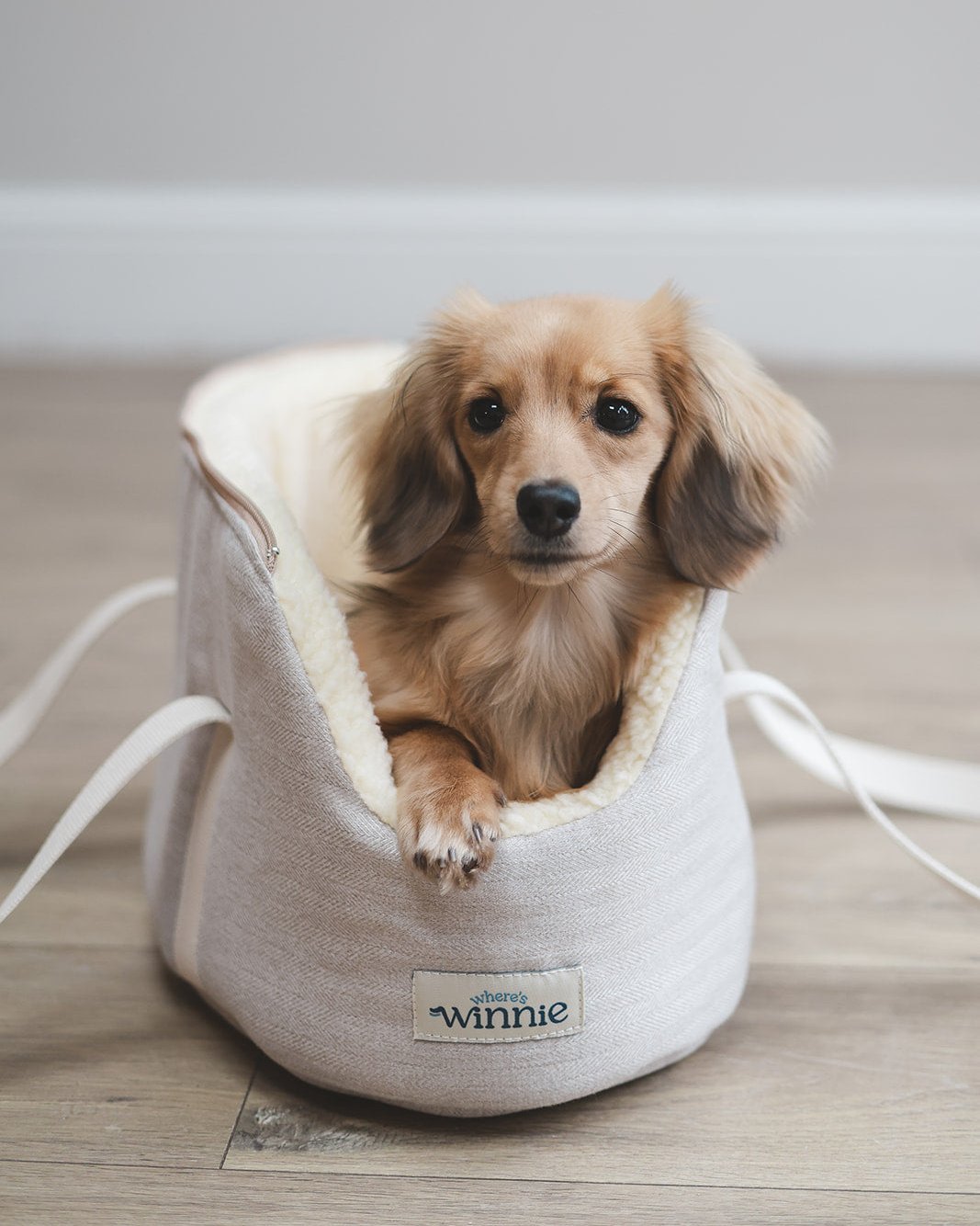 Dog Carrier - Cream Herringbone