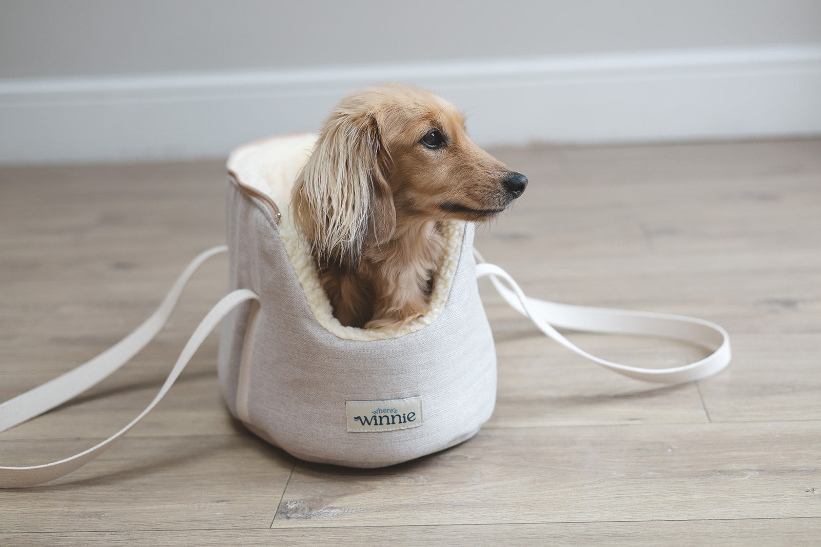 Dog Carrier - Cream Herringbone