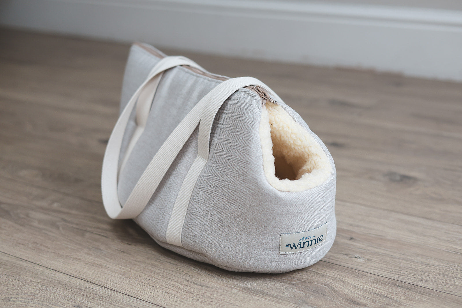 Dog Carrier - Cream Herringbone