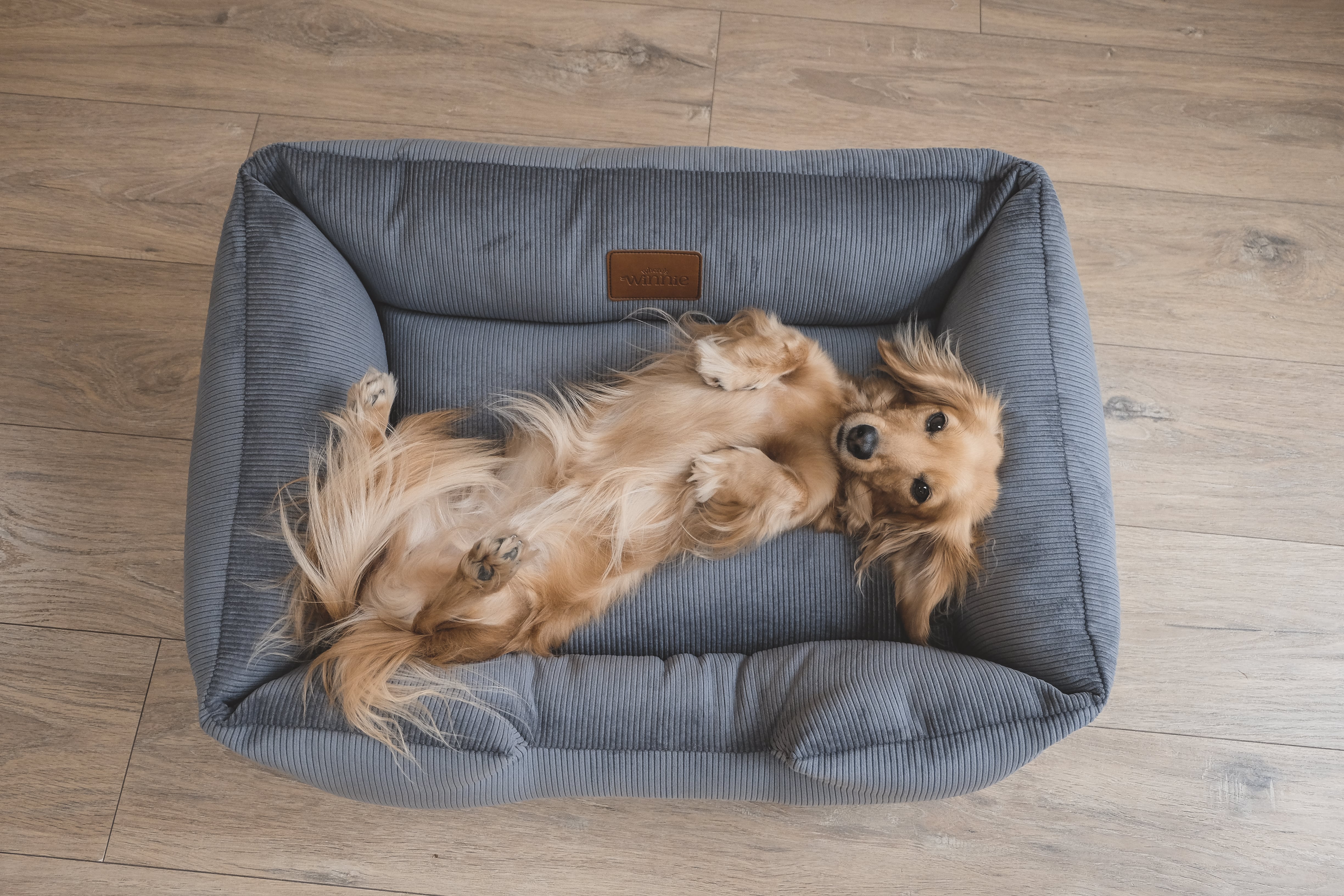 Corduroy Dog Bed - Gunmetal Grey